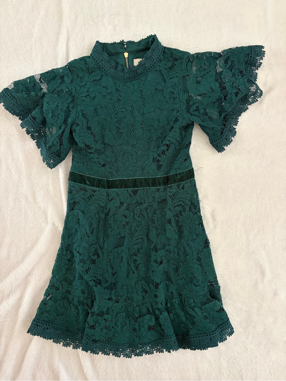 GB Girls Emerald Green Lace Flutter Sleeve dress Size 10